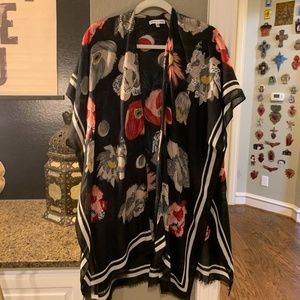 Black Floral Kimono One Size Fits All